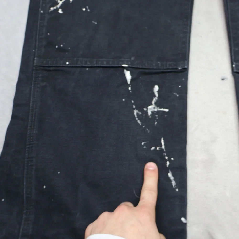 Carhartt Pants Mens 40x29 Black Loose Straight Washed Duck Double Knee B136 READ
